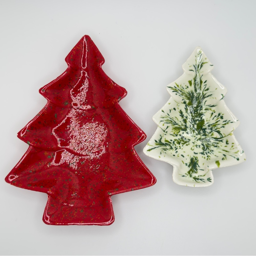Vntg Stacking Christmas Tree dishes | Speckled glaze | Holiday Decor | Hobbiest